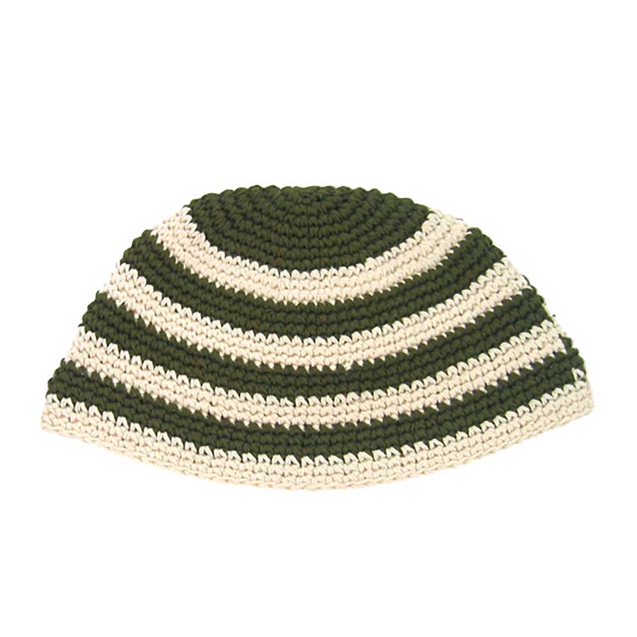 Kippa Enveloppante Vert-Olive et Beige